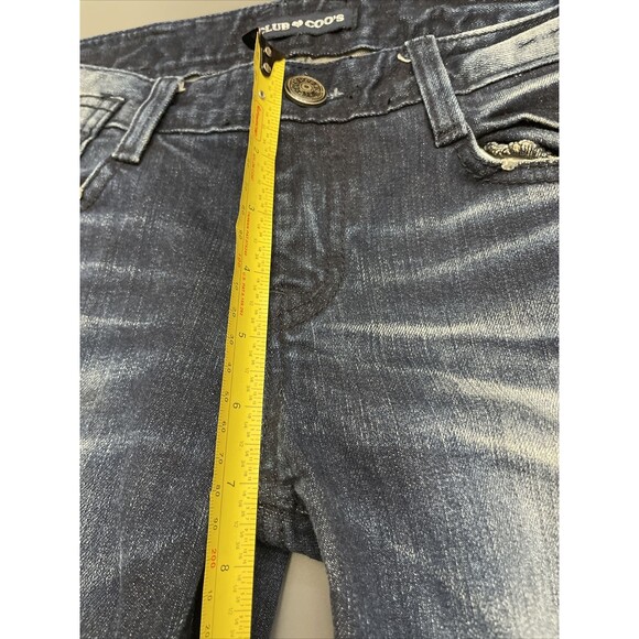 Club Coo’s Flared Jeans Denim Sz 29 30x31 Dark Wash Large Bow Embroidery Y2K - Picture 5 of 12